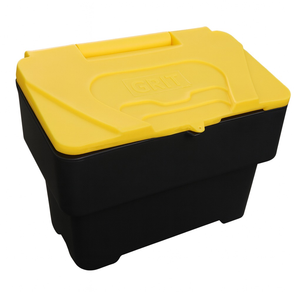 Black 3.5 Cu Ft Grit Bin with Yellow Lid - 115 Litre / 130 kg Capacity