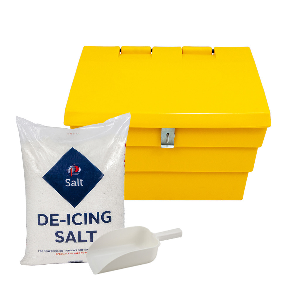 2 Cu Ft Lockable Grit Bin with 20kg Salt