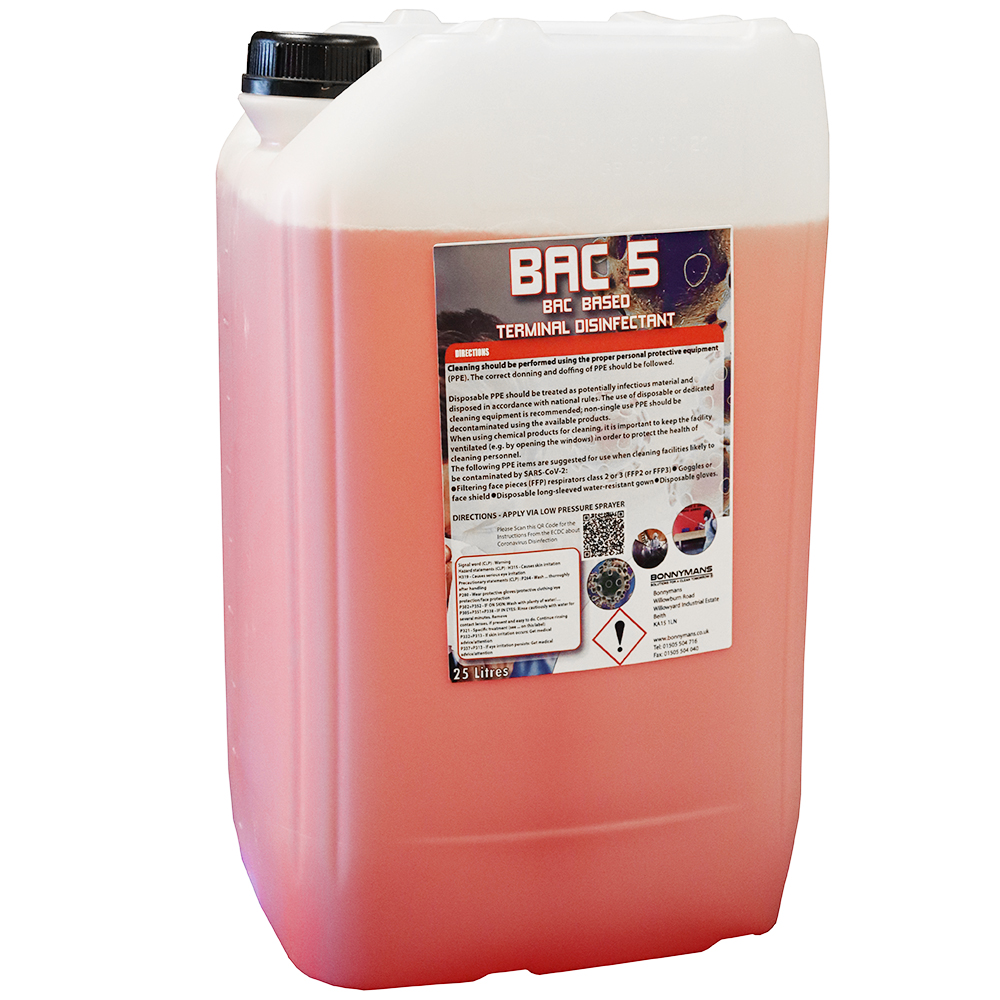 BAC 5 Antibacterial & Antiviral Surface Disinfectant - 25 Litre Jerry Can